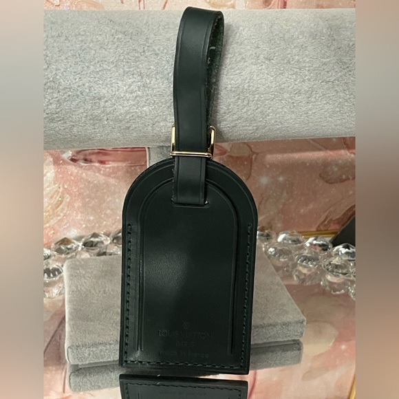 RARE Louis Vuitton dark green Leather Luggage Tag excellent condition - Picture 5 of 6